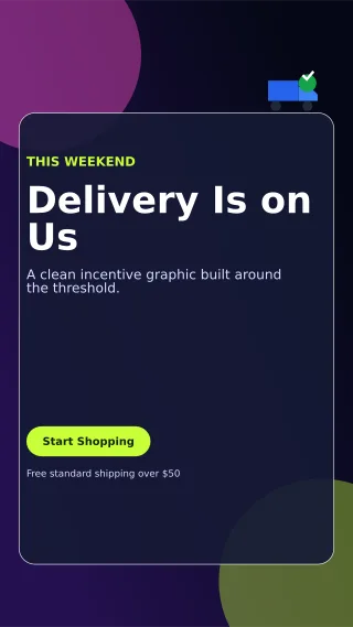 Glass Free Shipping Story — editable black retail promotion template, story / reel