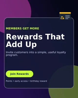 Glass Loyalty Program Portrait Post — editable black retail promotion template, instagram portrait