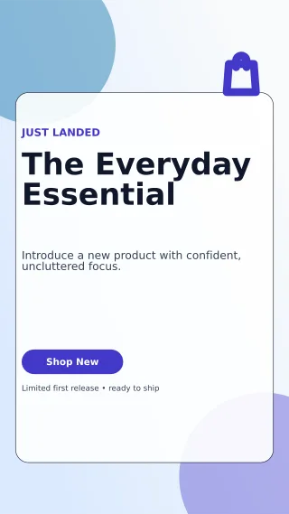 Glass New Arrival Story — editable white retail promotion template, story / reel