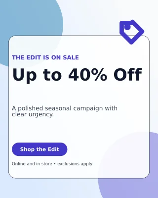 Glass Seasonal Sale Portrait Post — editable white retail promotion template, instagram portrait