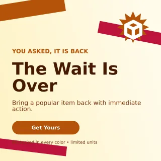 Kinetic Back in Stock Square Post — editable white retail promotion template, instagram post