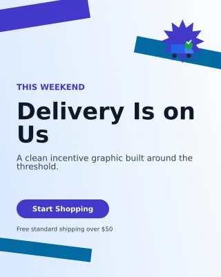 Kinetic Free Shipping Portrait Post — editable white retail promotion template, instagram portrait