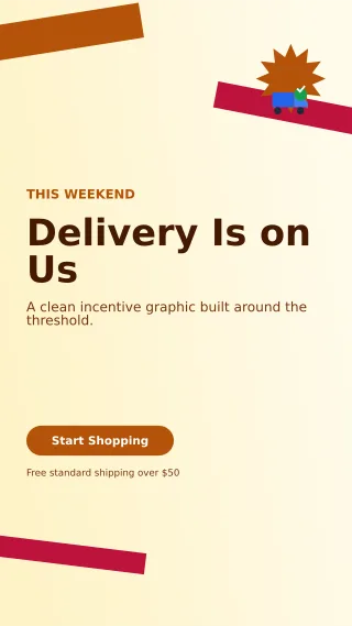Kinetic Free Shipping Story — editable white retail promotion template, story / reel