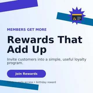 Kinetic Loyalty Program Square Post — editable white retail promotion template, instagram post