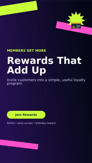 Kinetic Loyalty Program Story — editable black retail promotion template, story / reel