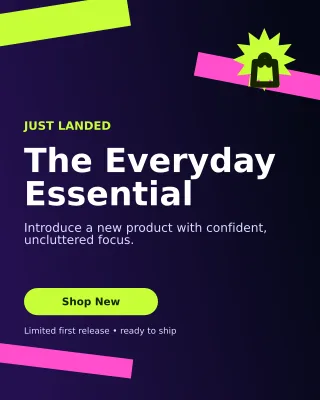 Kinetic New Arrival Portrait Post — editable black retail promotion template, instagram portrait