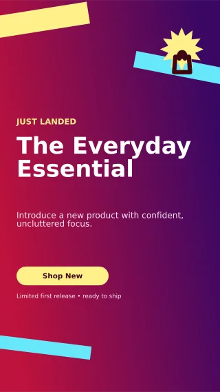 Kinetic New Arrival Story — editable purple retail promotion template, story / reel