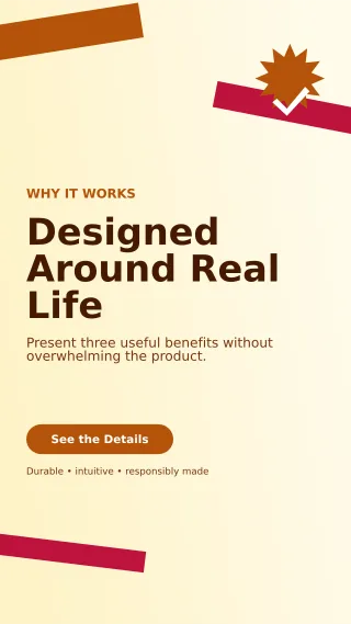 Kinetic Product Benefits Story — editable white retail promotion template, story / reel