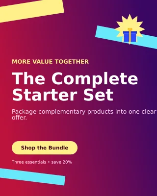 Kinetic Product Bundle Portrait Post — editable purple retail promotion template, instagram portrait