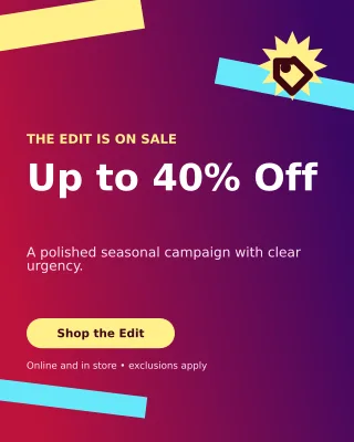 Kinetic Seasonal Sale Portrait Post — editable purple retail promotion template, instagram portrait