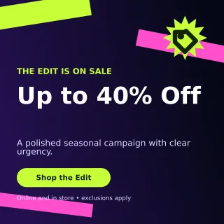 Kinetic Seasonal Sale Square Post — editable black retail promotion template, instagram post