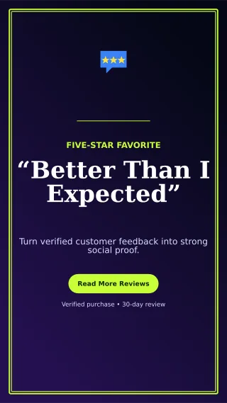 Luxe Customer Review Story — editable black retail promotion template, story / reel