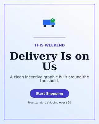 Luxe Free Shipping Portrait Post — editable white retail promotion template, instagram portrait