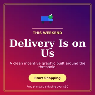 Luxe Free Shipping Square Post — editable purple retail promotion template, instagram post
