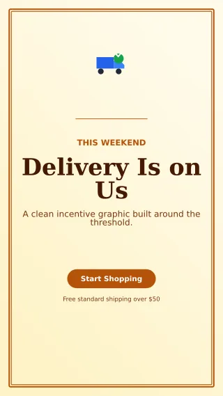 Luxe Free Shipping Story — editable white retail promotion template, story / reel
