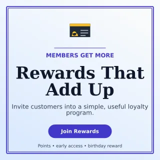 Luxe Loyalty Program Square Post — editable white retail promotion template, instagram post