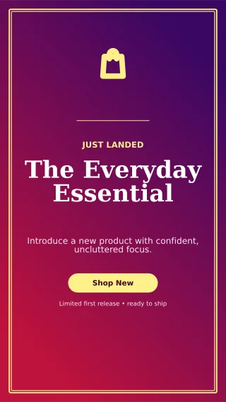 Luxe New Arrival Story — editable purple retail promotion template, story / reel