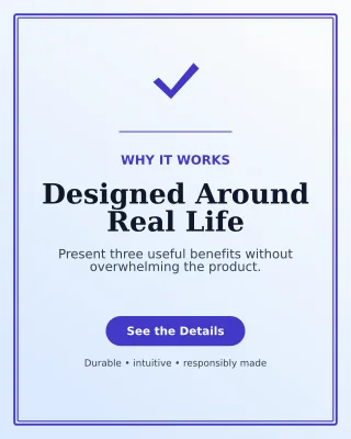Luxe Product Benefits Portrait Post — editable white retail promotion template, instagram portrait