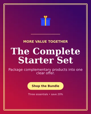 Luxe Product Bundle Portrait Post — editable purple retail promotion template, instagram portrait