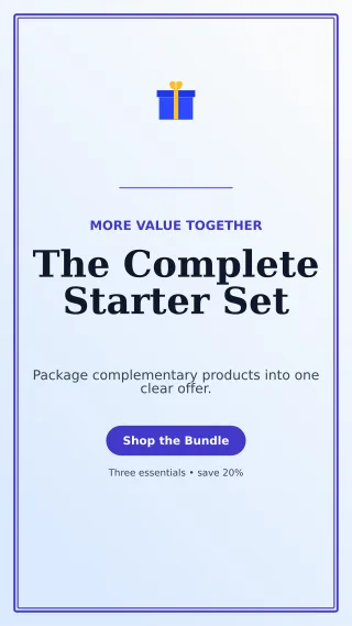 Luxe Product Bundle Story — editable white retail promotion template, story / reel