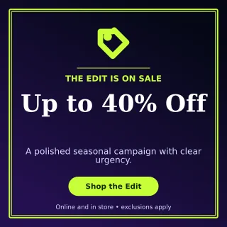 Luxe Seasonal Sale Square Post — editable black retail promotion template, instagram post