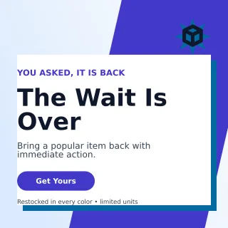 Neo Back in Stock Square Post — editable white retail promotion template, instagram post