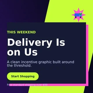 Neo Free Shipping Square Post — editable black retail promotion template, instagram post