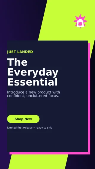 Neo New Arrival Story — editable black retail promotion template, story / reel