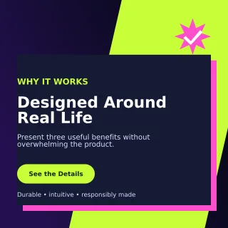 Neo Product Benefits Square Post — editable black retail promotion template, instagram post