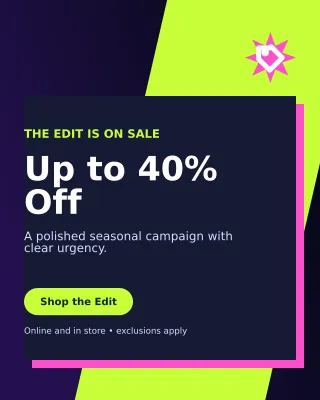 Neo Seasonal Sale Portrait Post — editable black retail promotion template, instagram portrait