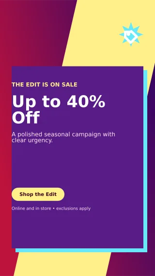 Neo Seasonal Sale Story — editable purple retail promotion template, story / reel