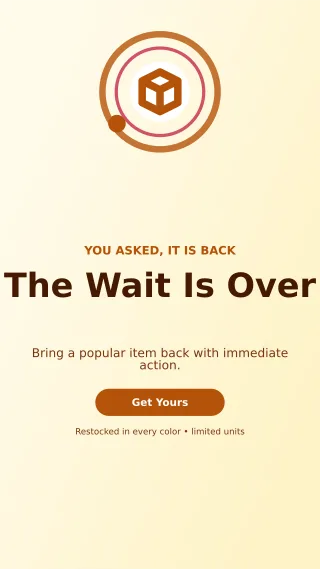 Orbit Back in Stock Story — editable white retail promotion template, story / reel