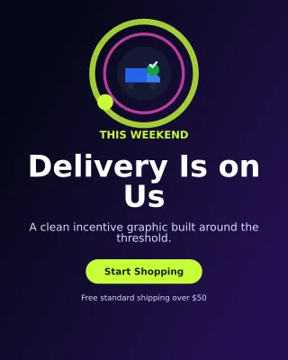 Orbit Free Shipping Portrait Post — editable black retail promotion template, instagram portrait