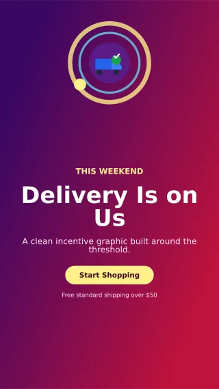 Orbit Free Shipping Story — editable purple retail promotion template, story / reel