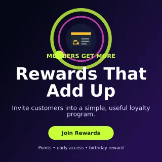 Orbit Loyalty Program Square Post — editable black retail promotion template, instagram post
