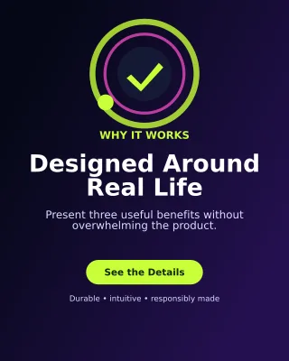 Orbit Product Benefits Portrait Post — editable black retail promotion template, instagram portrait