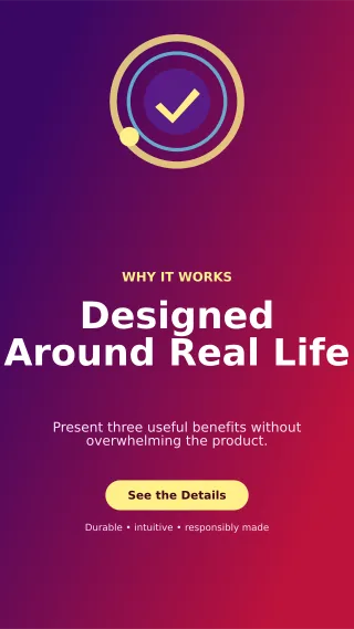 Orbit Product Benefits Story — editable purple retail promotion template, story / reel