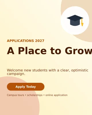 Aurora Admissions Open Poster — editable white education template, instagram portrait