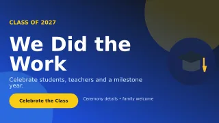 Aurora Graduation Announcement Wide Ad — editable blue education template, youtube thumbnail