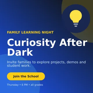 Aurora School Event Social Post — editable blue education template, instagram post