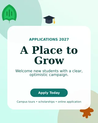 Botanical Admissions Open Poster — editable white education template, instagram portrait