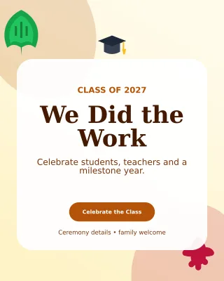 Botanical Graduation Announcement Poster — editable white education template, instagram portrait