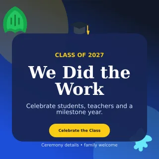 Botanical Graduation Announcement Social Post — editable blue education template, instagram post