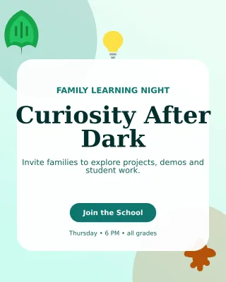 Botanical School Event Poster — editable white education template, instagram portrait