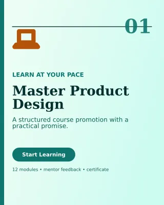 Editorial Online Course Poster — editable white education template, instagram portrait