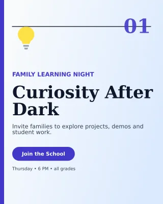 Editorial School Event Poster — editable white education template, instagram portrait