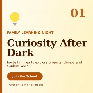 Editorial School Event Social Post — editable white education template, instagram post
