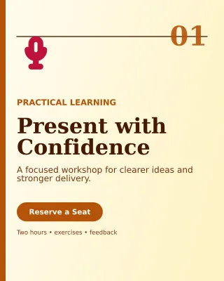 Editorial Skills Workshop Poster — editable white education template, instagram portrait