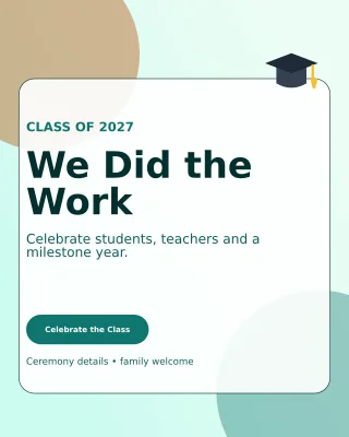 Glass Graduation Announcement Poster — editable white education template, instagram portrait