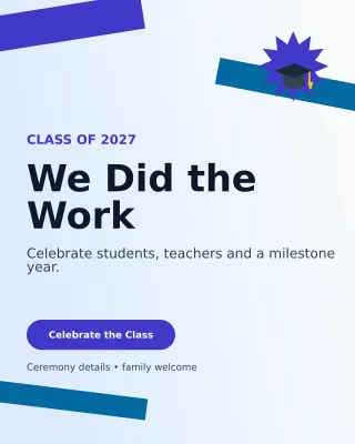 Kinetic Graduation Announcement Poster — editable white education template, instagram portrait